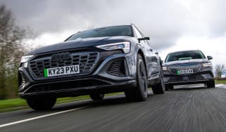 Audi Q8 e-tron and Genesis Electrified GV70 - front tracking